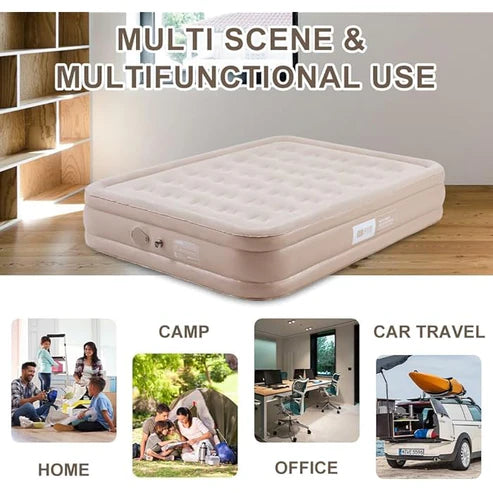 Air Mattress Bed & Inflatable Pillow-[ With Built-In Rechargeable Pump ]