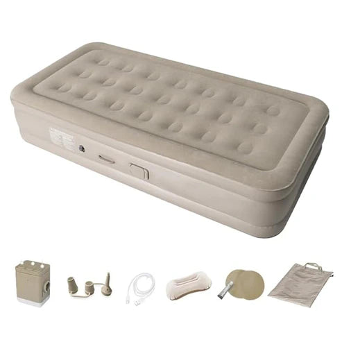 Air Mattress Bed & Inflatable Pillow-[ With Built-In Rechargeable Pump ]