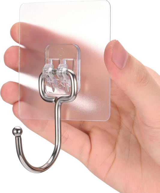 Silver Adhesive Hanging Hook Sticker (Pack Of 5)